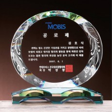 타원 봉황문양 크리스탈 상패