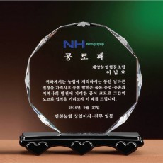 십육각 꽃조각 하트 크리스탈 블랙 상패