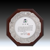 민화 문양 주석 우드 상패 - 팔각(대)